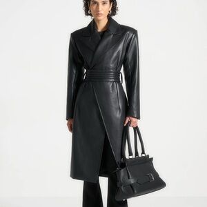 NEW Maniere De Voir Black Leather Coat